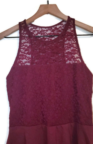 Hollister Lace A-Line Mini Dress Maroon/Burgundy Red Size Medium - Picture 3 of 7